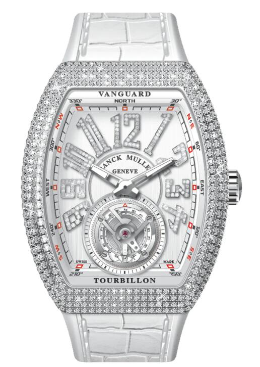 Best FRANCK MULLER Vanguard Tourbillon Stainless Steel White Diamonds Case - White V 41 T D NBR CD (NR) (AC) (NR DIAM AC) Replica Watch